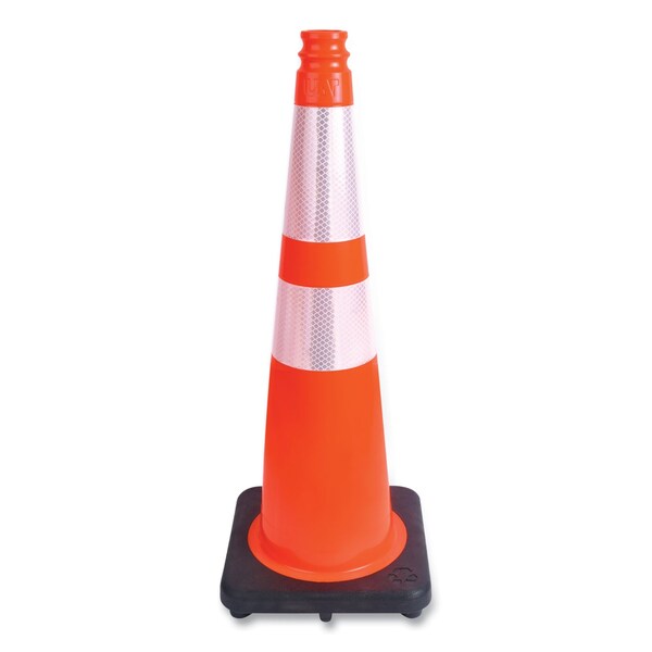 Tatco Traffic Cone, 10.75 x 10.75 x 28, Orange/Silver/Black 35500 - main